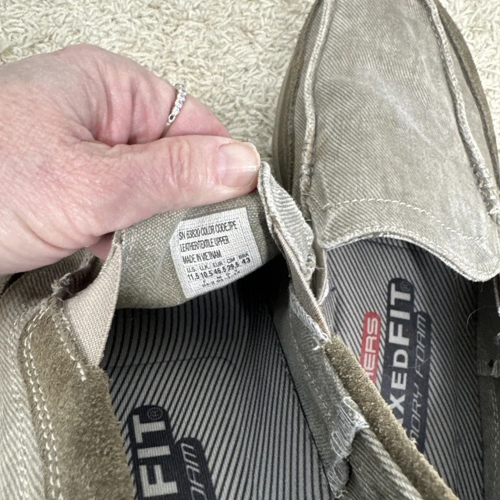 SKECHERS Relaxed Fit 63820 Taupe Memory Foam Slip On Shoes Loafers Mens 11.5‎